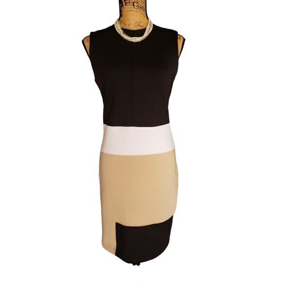Women's Sleeveless Sheath Dress Size 6 Colorblocked Midi Designer NWOT - Picture 6 of 7